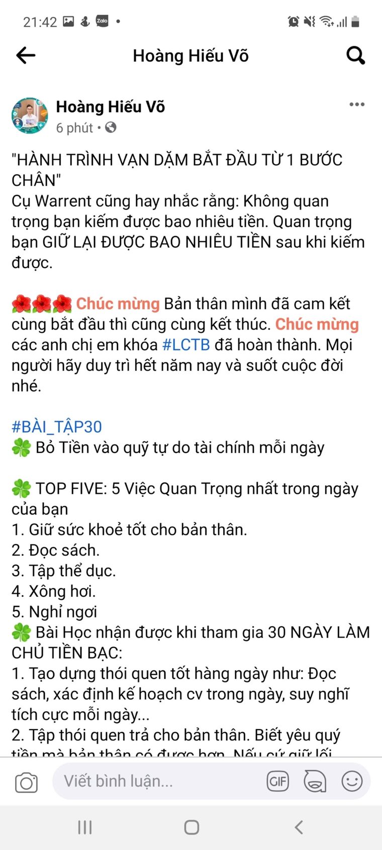 Phản hồi học viên khoá Làm Chủ Tiền Bạc số 5