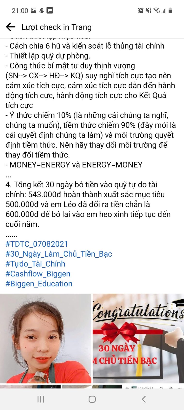 Phản hồi học viên khoá Làm Chủ Tiền Bạc số 15