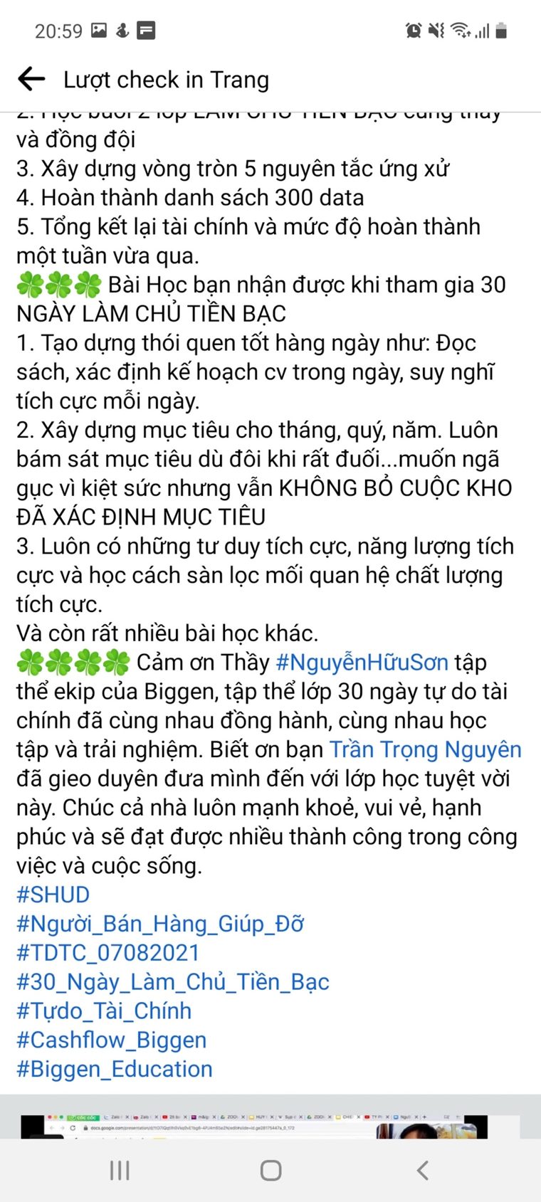 Phản hồi học viên khoá Làm Chủ Tiền Bạc số 17