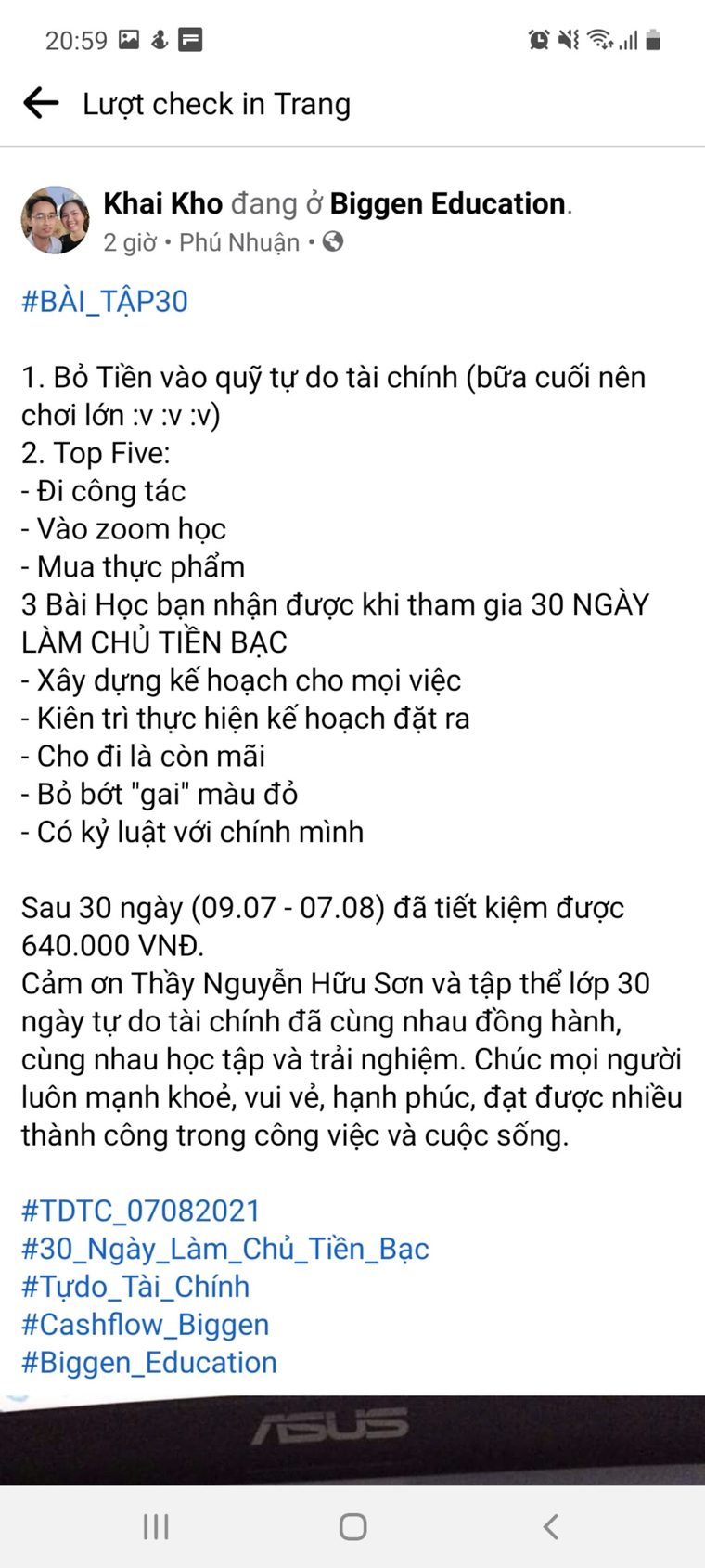 Phản hồi học viên khoá Làm Chủ Tiền Bạc số 18