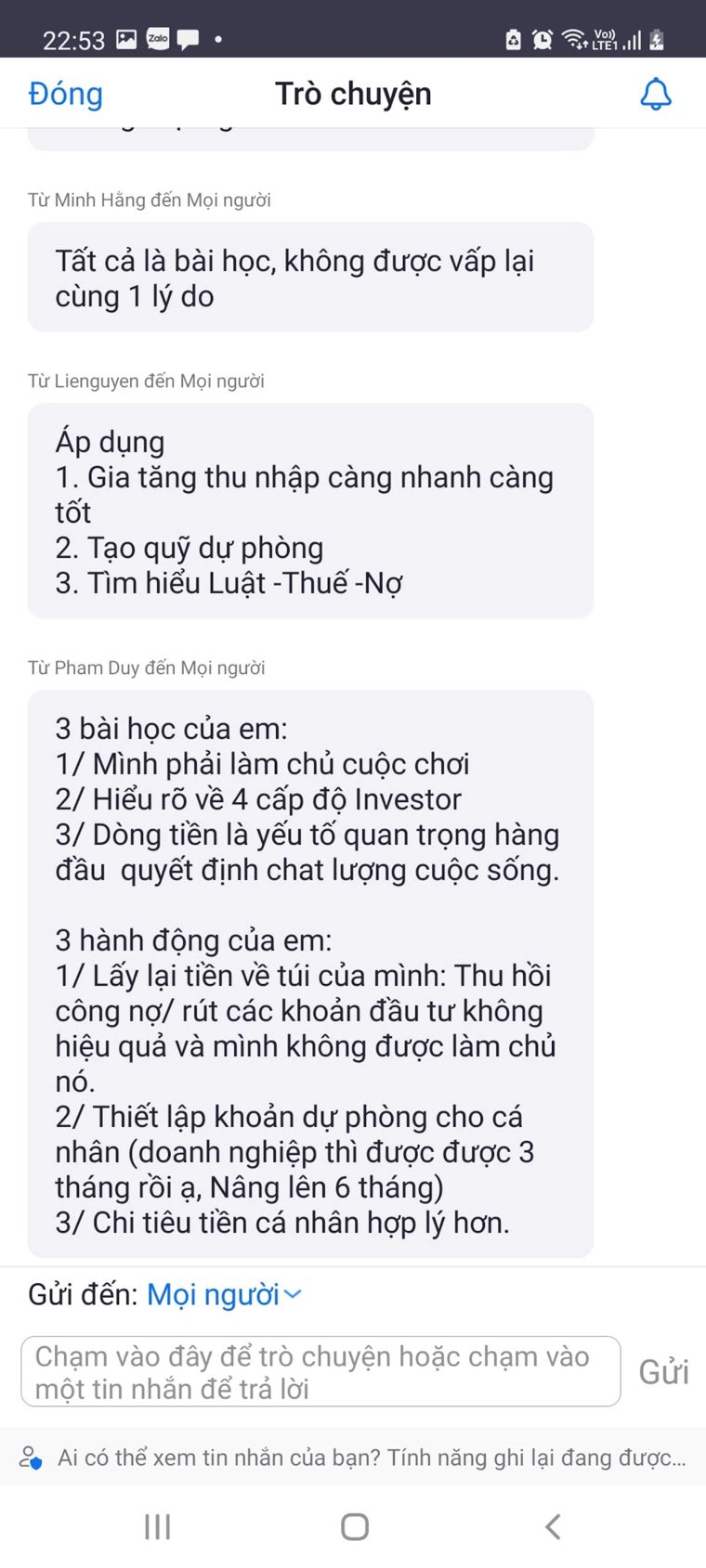 Phản hồi học viên khoá Làm Chủ Tiền Bạc số 24