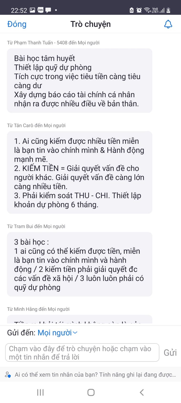 Phản hồi học viên khoá Làm Chủ Tiền Bạc số 25