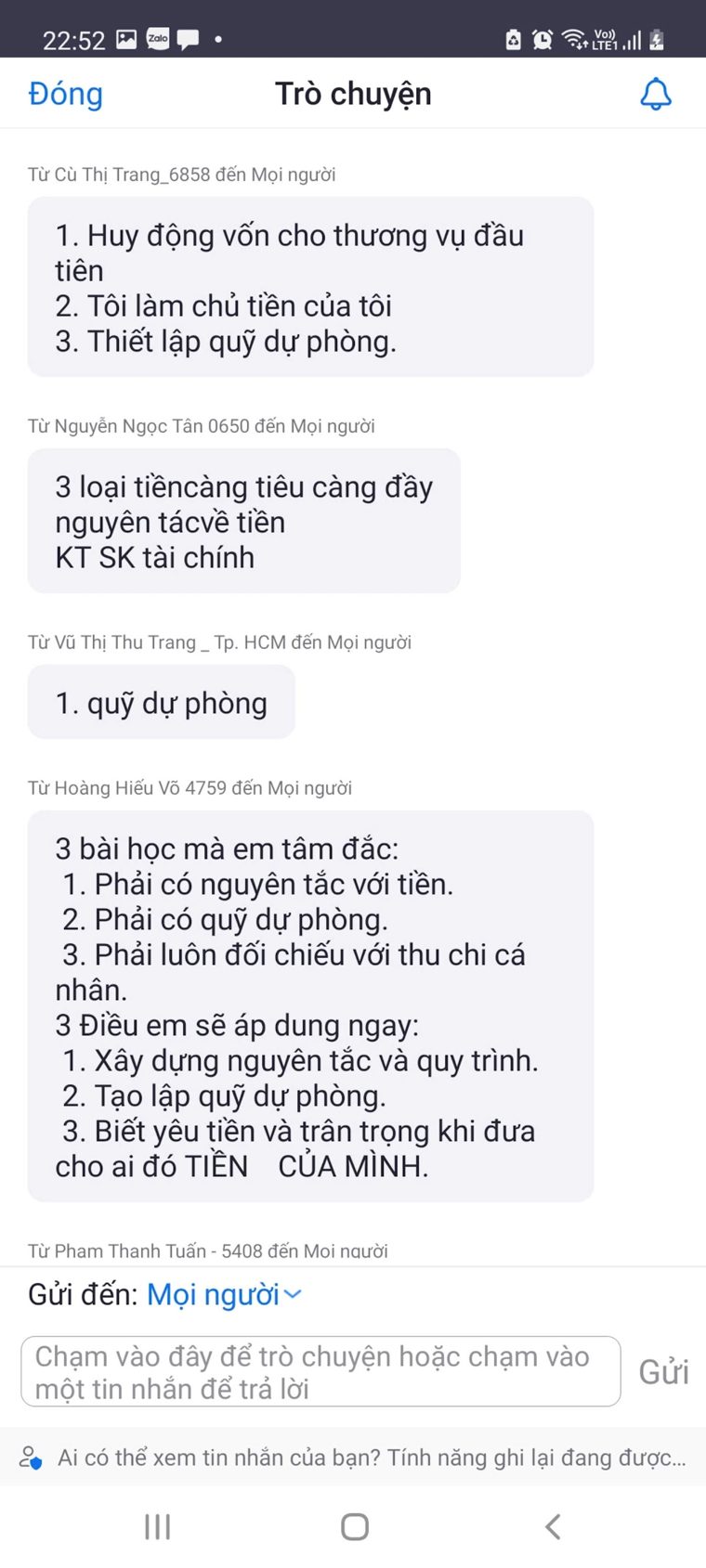 Phản hồi học viên khoá Làm Chủ Tiền Bạc số 26